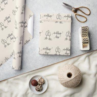 Champagne Glasses Happily Ever After Seamless Wrapping Paper