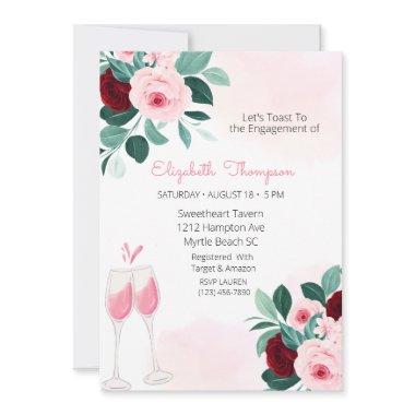 Champagne Glasses Toast Floral