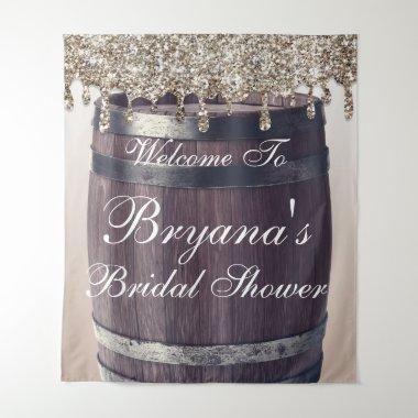 Champagne Glitter Drip Rustic Glam Bridal Shower Tapestry