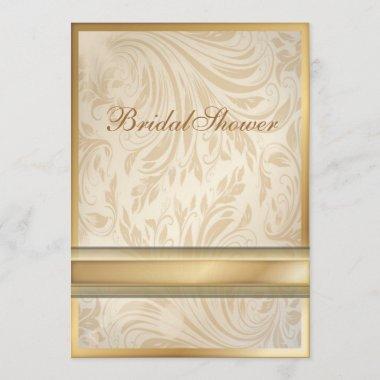 champagne gold Damask Bridal Shower Invitations