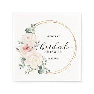 Champagne Ivory Blush Pink Floral   Napkins