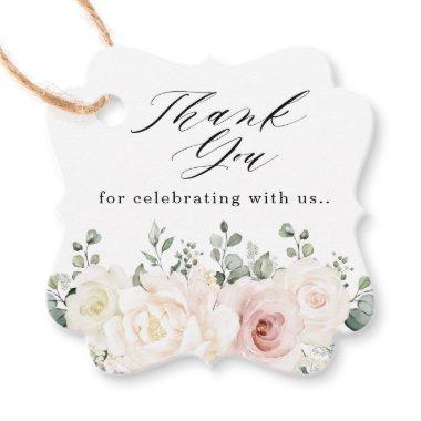 Champagne Ivory Blush Pink Floral Green Thank you Favor Tags