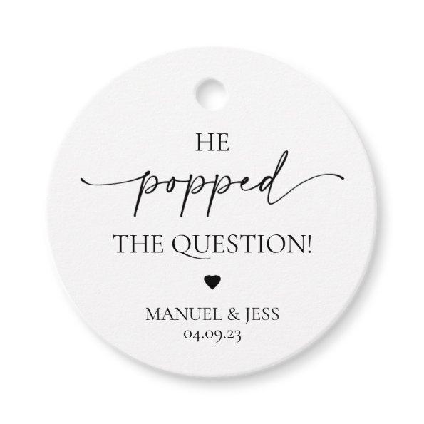 Champagne Popped the Question Engagement Favor Tag