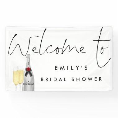 Champagne Script White Welcome Bridal Shower Banner