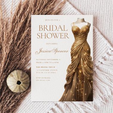 Champagne Shimmer Dress Bridal Shower Invitations