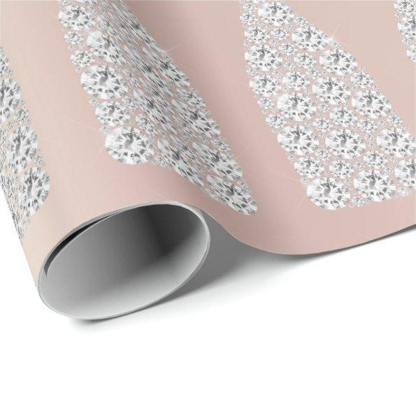 Champagne Swarovski Crystals Diamond Bottle Pearly Wrapping Paper