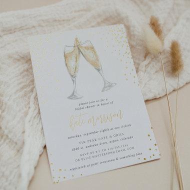 Champagne Toast | Bridal Shower Gold Foil Invitations