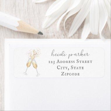 Champagne Toast Bubbly Return Address Label