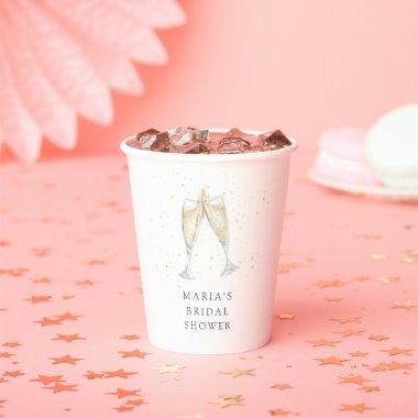 Champagne Toast Personalized Bridal Shower Paper Cups