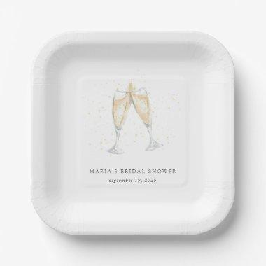Champagne Toast Personalized Bridal Shower Paper Plates