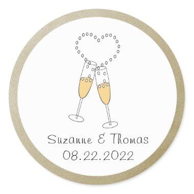 Champagne Toast with Heart Personalized Sticker