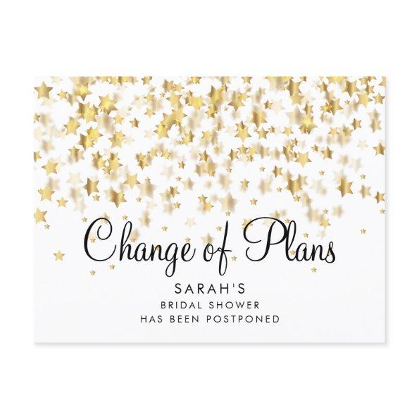 Change of Date Bridal Shower Script Gold Stars Announcement PostInvitations