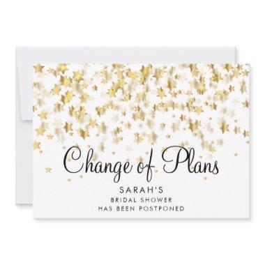 Change of Date Postponed Bridal Shower Gold Stars Save The Date