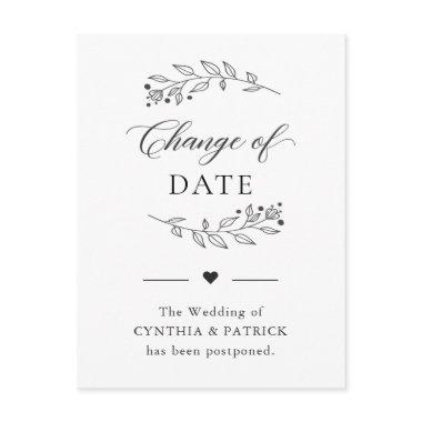 Change of Date Postponed Elegant Simple Minimalist PostInvitations