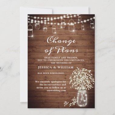 Change of Plans Baby's Breath String Lights Rustic Invitations
