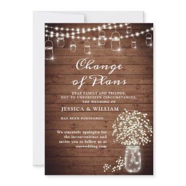 Change of Plans Baby's Breath String Lights Rustic Invitations