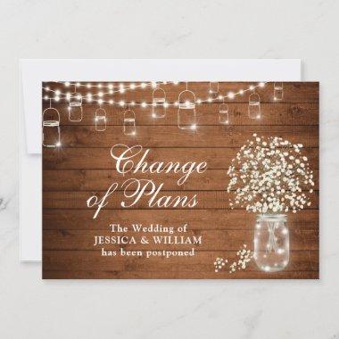 Change of Plans Baby's Breath String Lights Rustic Invitations
