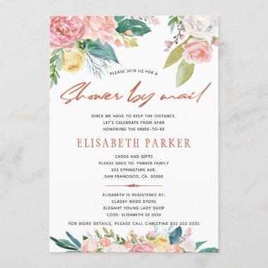 Change of plans bridal pink floral shower by mail Invitations