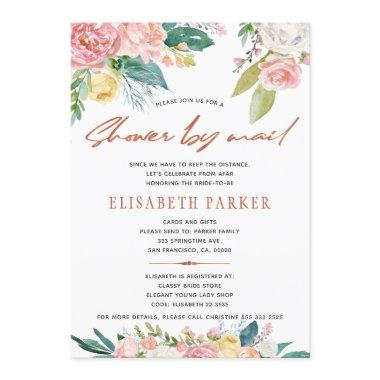 Change of plans bridal pink floral shower by mail Invitations