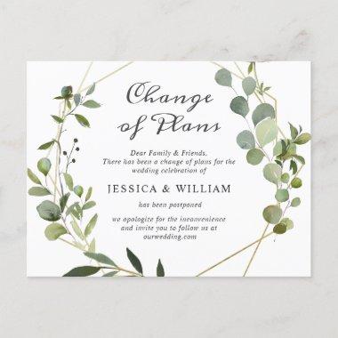 Change of Plans Elegant Eucalyptus Wedding PostInvitations