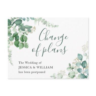 Change of Plans Elegant Eucalyptus Wedding PostInvitations