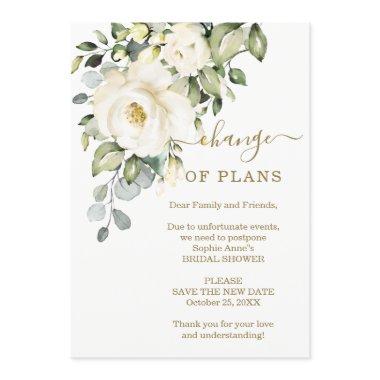 Change of Plans Floral Bridal Shower Postponed Invitations