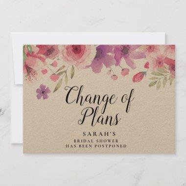 Change of Plans Floral Rustic Bridal Shower Save The Date