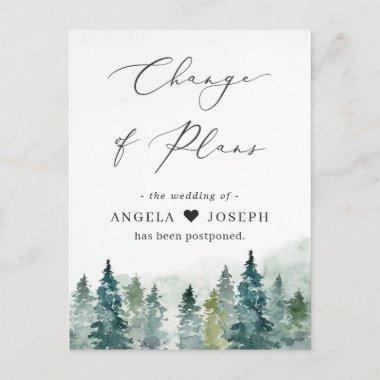 Change of Plans New Date Winter Forest Pine Trees PostInvitations