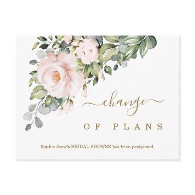 Change of Plans Pink Flowers Bridal Shower PostInvitations