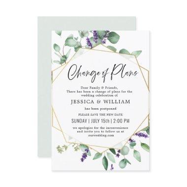 Change Of Plans Postponed Eucalyptus Lavender Invitations