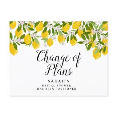 Change of Plans Postponed Lemons Bridal Shower Announcement PostInvitations