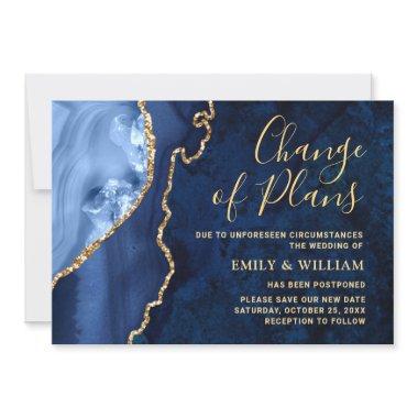 Change Of Plans Postponed Modern Gold Blue Marble