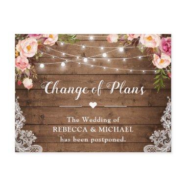 Change of Plans Rustic Floral Lace String Lights Post