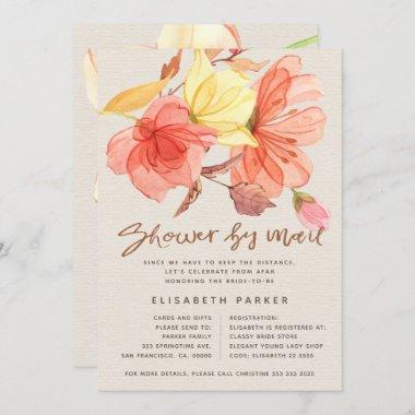 Change of plans watercolor floral shower by mail Invitations
