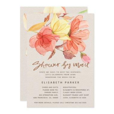 Change of plans watercolor floral shower by mail Invitations