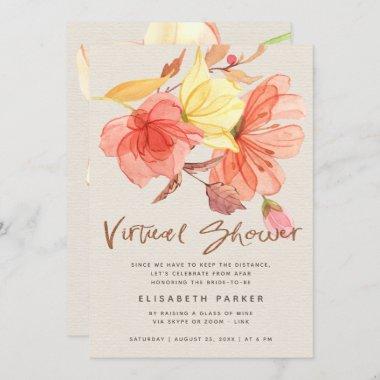 Change of plans watercolor floral virtual shower Invitations