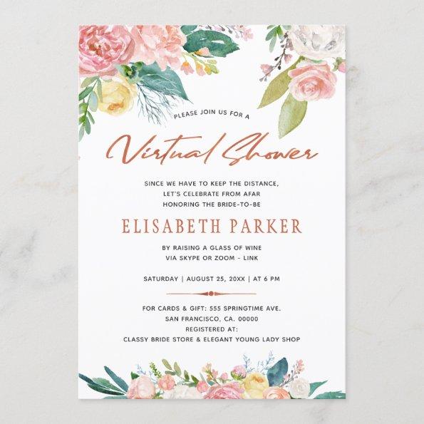 Change plans bridal pink floral virtual shower Invitations