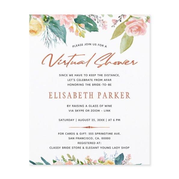 Change plans BUDGET bridal floral virtual shower