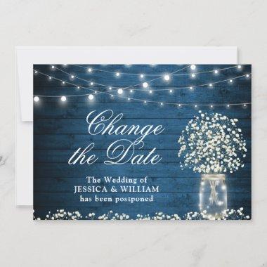 Change the Date Baby's Breath String Lights Rustic Invitations