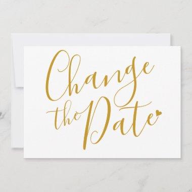 Change the Date Bridal Shower Chic Gold Script Save The Date