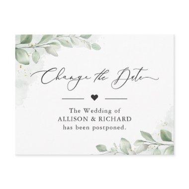 Change the Date Chic Greenery Eucalyptus Postponed Post