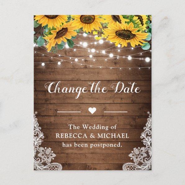Change the Date Country Sunflowers String Lights PostInvitations