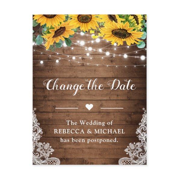 Change the Date Country Sunflowers String Lights PostInvitations