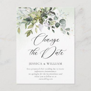 Change the Date Elegant Eucalyptus Wedding PostInvitations