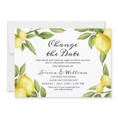 Change the Date Lemons Greenery Postponed Invitations