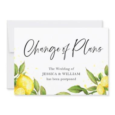 Change the Date Lemons Greenery Postponed Invitations