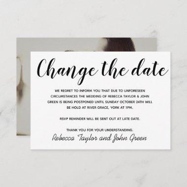 Change the date postpone Wedding Simple Photo Invitations