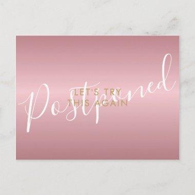 Change the Date Postponed Cancelled Chic Rose Gold PostInvitations