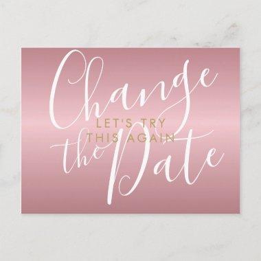 Change the Date Postponed Cancelled ChicRose Gold PostInvitations