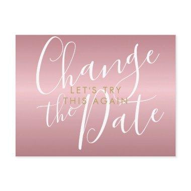 Change the Date Postponed Cancelled ChicRose Gold PostInvitations